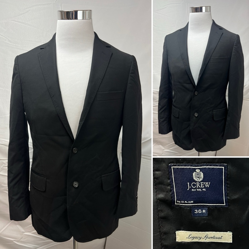 J.Crew Men’s 36R Black Wool Legacy Sport Coat Blazer Jacket